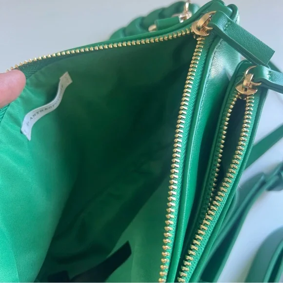 Anthropologie Faux Leather Convertible Crossbody Bag  Emerald Green NWT - Picture 9 of 13